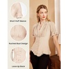 image:imageScarlet Darkness Womens Work Tops Elegant Short Sleeve Victorian BlouseFlesh Color