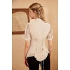 image:imageScarlet Darkness Womens Work Tops Elegant Short Sleeve Victorian BlouseFlesh Color