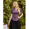 image:imageScarlet Darkness Womens Work Tops Elegant Short Sleeve Victorian BlouseGrey Purple