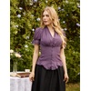 image:imageScarlet Darkness Womens Work Tops Elegant Short Sleeve Victorian BlouseGrey Purple