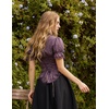 image:imageScarlet Darkness Womens Work Tops Elegant Short Sleeve Victorian BlouseGrey Purple