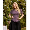 image:imageScarlet Darkness Womens Work Tops Elegant Short Sleeve Victorian BlouseGrey Purple