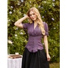 image:imageScarlet Darkness Womens Work Tops Elegant Short Sleeve Victorian BlouseGrey Purple