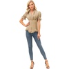 image:imageScarlet Darkness Womens Work Tops Elegant Short Sleeve Victorian BlouseKhaki