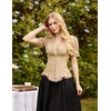 image:imageScarlet Darkness Womens Work Tops Elegant Short Sleeve Victorian BlouseKhaki