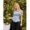 image:imageScarlet Darkness Womens Work Tops Elegant Short Sleeve Victorian BlouseLight Blue