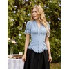 image:imageScarlet Darkness Womens Work Tops Elegant Short Sleeve Victorian BlouseLight Blue