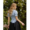 image:imageScarlet Darkness Womens Work Tops Elegant Short Sleeve Victorian BlouseLight Blue