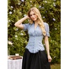 image:imageScarlet Darkness Womens Work Tops Elegant Short Sleeve Victorian BlouseLight Blue