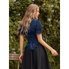 image:imageScarlet Darkness Womens Work Tops Elegant Short Sleeve Victorian BlouseNavy