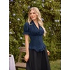 image:imageScarlet Darkness Womens Work Tops Elegant Short Sleeve Victorian BlouseNavy