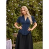 image:imageScarlet Darkness Womens Work Tops Elegant Short Sleeve Victorian BlouseNavy