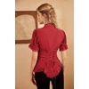 image:imageScarlet Darkness Womens Work Tops Elegant Short Sleeve Victorian BlouseRed