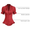 image:imageScarlet Darkness Womens Work Tops Elegant Short Sleeve Victorian BlouseRed