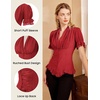 image:imageScarlet Darkness Womens Work Tops Elegant Short Sleeve Victorian BlouseRed