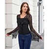 image:imageScarlet Darkness Womens Y2K Lace Tops Cute Boho Mesh Bell Sleeve Goth ShirtBlack