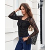 image:imageScarlet Darkness Womens Y2K Lace Tops Cute Boho Mesh Bell Sleeve Goth ShirtBlack
