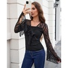 image:imageScarlet Darkness Womens Y2K Lace Tops Cute Boho Mesh Bell Sleeve Goth ShirtBlack