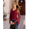 image:imageScarlet Darkness Womens Y2K Lace Tops Cute Boho Mesh Bell Sleeve Goth ShirtDark Wine