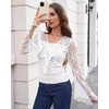 image:imageScarlet Darkness Womens Y2K Lace Tops Cute Boho Mesh Bell Sleeve Goth ShirtIvory White