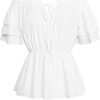 image:imageRenaissance Shirt Women Pirate Costume Peplum Ruffle Sleeve Tops White S
