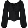 image:imageSCARLET DARKNESS Corset Tops for Women Elastic Neckline Renaissance Shirt Peasant BlouseBlack
