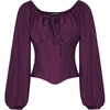 image:imageSCARLET DARKNESS Corset Tops for Women Elastic Neckline Renaissance Shirt Peasant BlouseDeep Purple