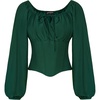 image:imageSCARLET DARKNESS Corset Tops for Women Elastic Neckline Renaissance Shirt Peasant BlouseGreen