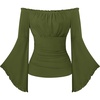 image:imageScarlet Darkness Bell Sleeve Tops for Women Renaissance Peasant BlouseArmy Green