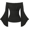 image:imageScarlet Darkness Bell Sleeve Tops for Women Renaissance Peasant BlouseBlack