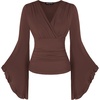 image:imageScarlet Darkness Bell Sleeve Tops for Women Renaissance Pirate ShirtCoffee