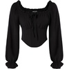 image:imageScarlet Darkness Corset Tops for Women Long Sleeve Renaissance Shirt BlouseBlack
