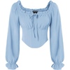 image:imageScarlet Darkness Corset Tops for Women Long Sleeve Renaissance Shirt BlouseBlue