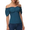 image:imageScarlet Darkness Off the Shoulder Tops for Women Renaissance Pirate ShirtPeacock Blue