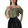 image:imageScarlet Darkness Peasant Blouse for Women Off Shoulder Cotton Summer TopsArmy Green