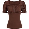 image:imageScarlet Darkness Peasant Tops for Women Puff Sleeve Renaissance ShirtBrown