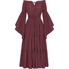 image:imageScarlet Darkness Renaissance Costume Women Bell Sleeve Tiered Maxi DressWine