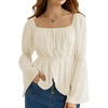 image:imageScarlet Darkness Renaissance Shirt Women Off Shoulder Bell Sleeve Tops Pirate Peasant BlouseBeige
