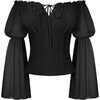 image:imageScarlet Darkness Renaissance Shirt Women Pirate Peasant Off Shoulder TopsBlack