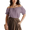 image:imageScarlet Darkness Renaissance Shirt Women Summer Off Shoulder Short Sleeve Peasant TopsGray Purple