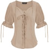 image:imageScarlet Darkness Renaissance Shirts for Women Summer Plus Size Laceup TopsLight Khaki