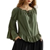 image:imageScarlet Darkness Women Bell Sleeve Tops Ruffle Off Shoulder Peasant BlouseArmy Green