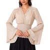 image:imageScarlet Darkness Women Renaissance Peasant Shirt Bell Sleeve Pirate TopOatmeal
