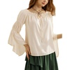 image:imageScarlet Darkness Women Renaissance Shirt Off Shoulder Bell Sleeve TopsApricot