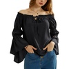 image:imageScarlet Darkness Women Renaissance Shirt Off Shoulder Bell Sleeve TopsBlack