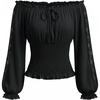 image:imageScarlet Darkness Womens Renaissance Peasant Blouse Lace Off Shoulder TopsBlack