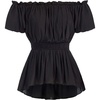 image:imageScarlet Darkness Womens Renaissance Shirt Short Sleeve Peplum Top Off Shoulder Peasant Pirate BlouseBlack
