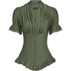 image:imageScarlet Darkness Womens Work Tops Elegant Short Sleeve Victorian BlouseArmy Green