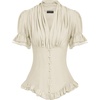 image:imageScarlet Darkness Womens Work Tops Elegant Short Sleeve Victorian BlouseBeige