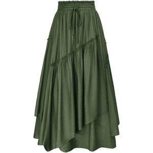 image:imageSCARLRT Darkness Long Skirts for Women Renaissance Flowy Pirate Maxi SkirtArmy Green